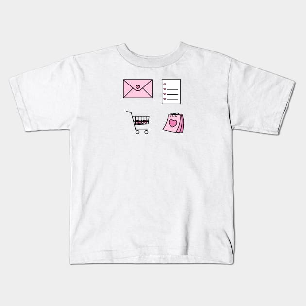 Pink to do list icons Kids T-Shirt by ballooonfish